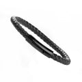 Personalised Mens Woven Black Leather Bracelet