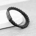 Personalised Mens Woven Duo Black Bracelet