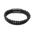 Personalised Mens Woven Duo Black Bracelet