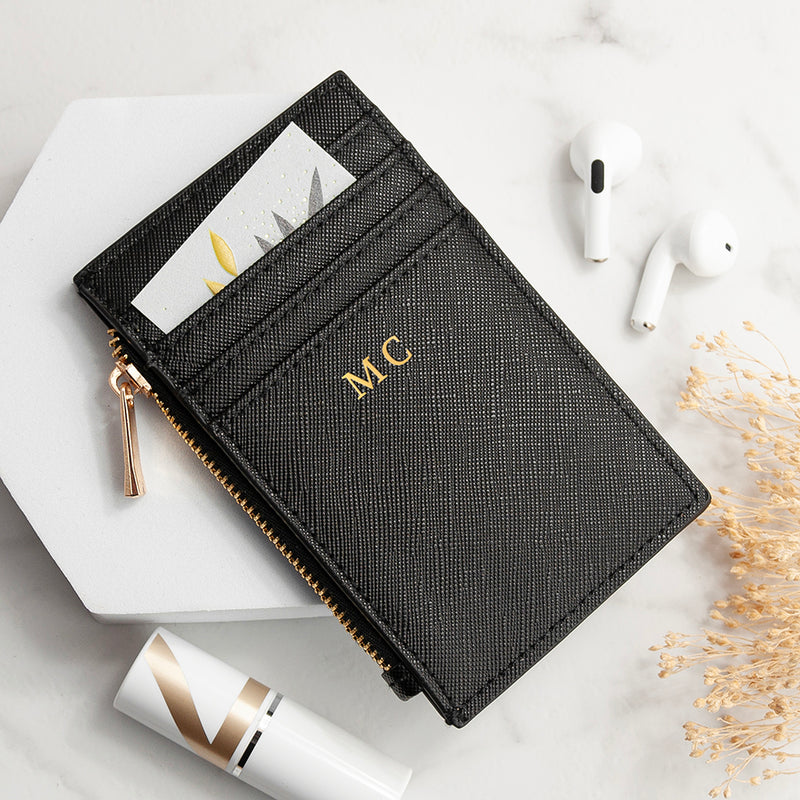 Personalised Monogrammed Sleek Vegan Leather Cardholder