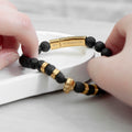 Personalised Men's Golden Skull Beaded Bracelet