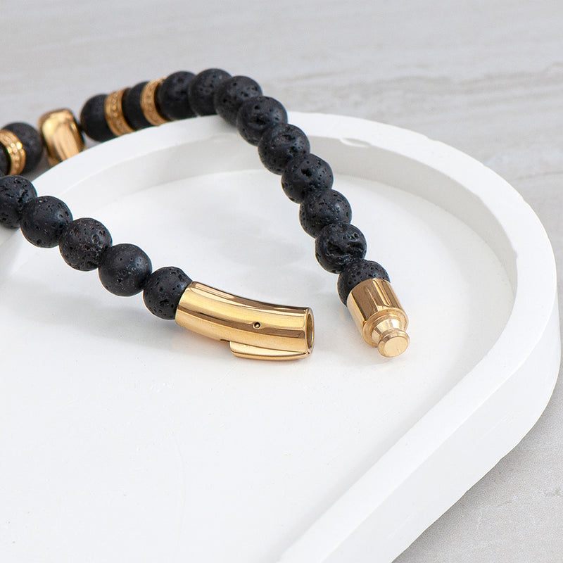 Personalised Men's Golden Skull Beaded Bracelet