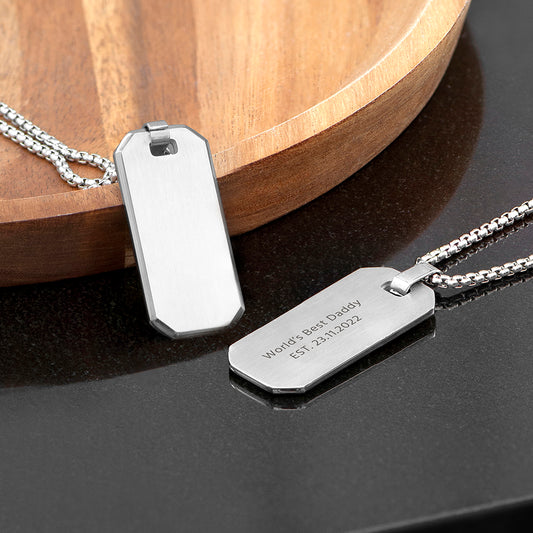 Personalised Silver Men's Dog Tag Necklace
