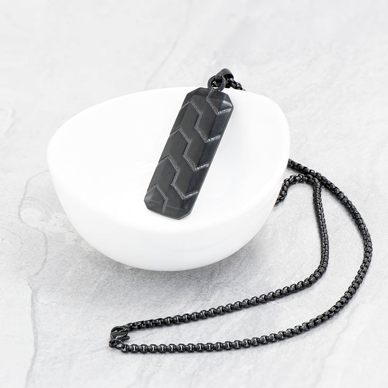 Personalised Men's Black Tyretread Necklace
