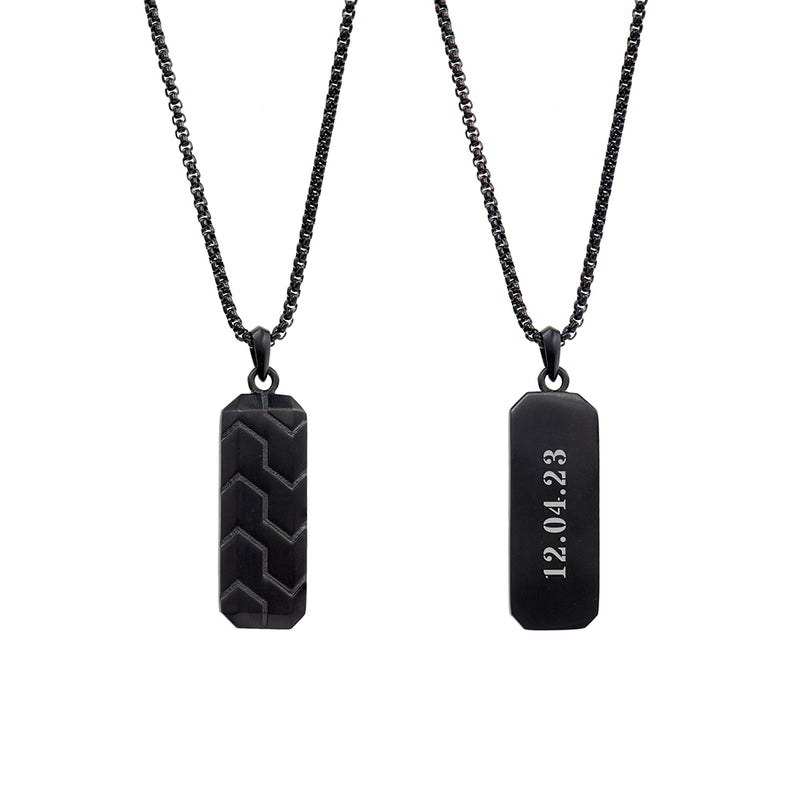 Personalised Men's Black Steel Dog Tag Necklace