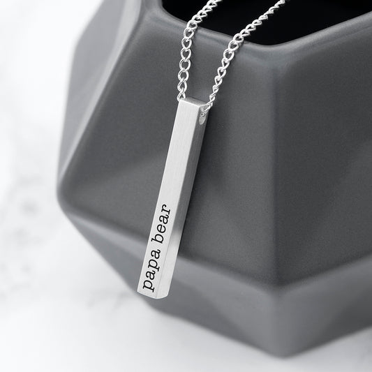 Personalised Father's Day Men's Silver Solid Bar Necklace