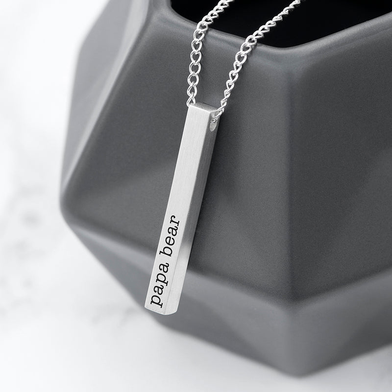 Personalised Father's Day Men's Silver Solid Bar Necklace