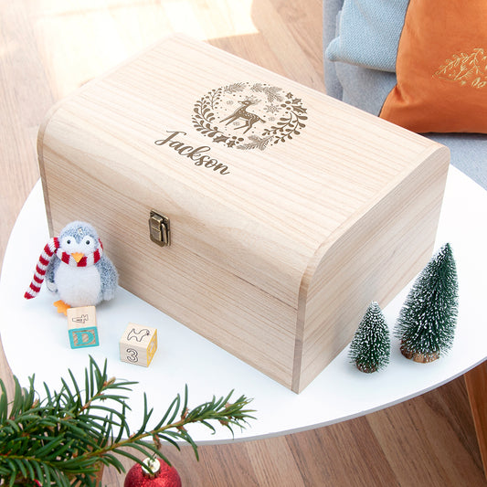 Personalised Christmas Woodland Keepsake Chest