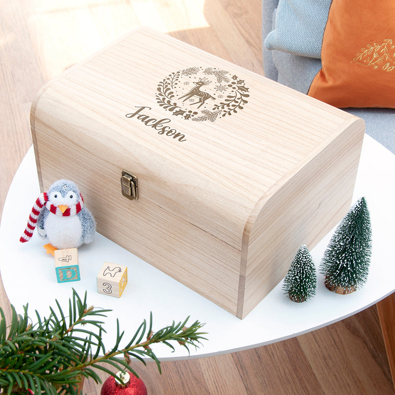 Personalised Christmas Woodland Keepsake Chest