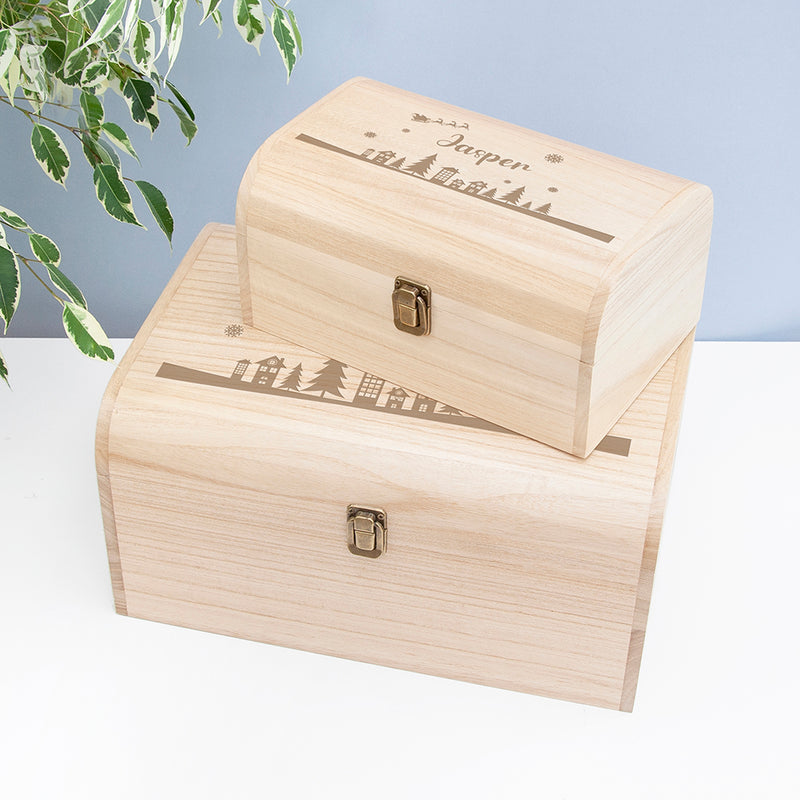 Personalised Christmas Scene Keepsake Chest