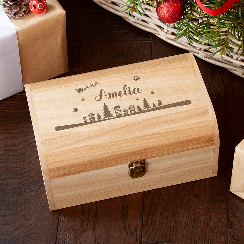 Personalised Christmas Scene Keepsake Chest
