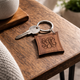 Personalised Monogrammed Initials Walnut Wood Keyring