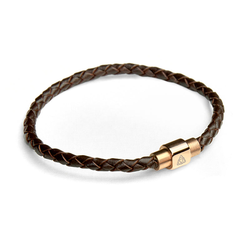 Personalised Men's Celtic Trinity Woven Leather Bracelet