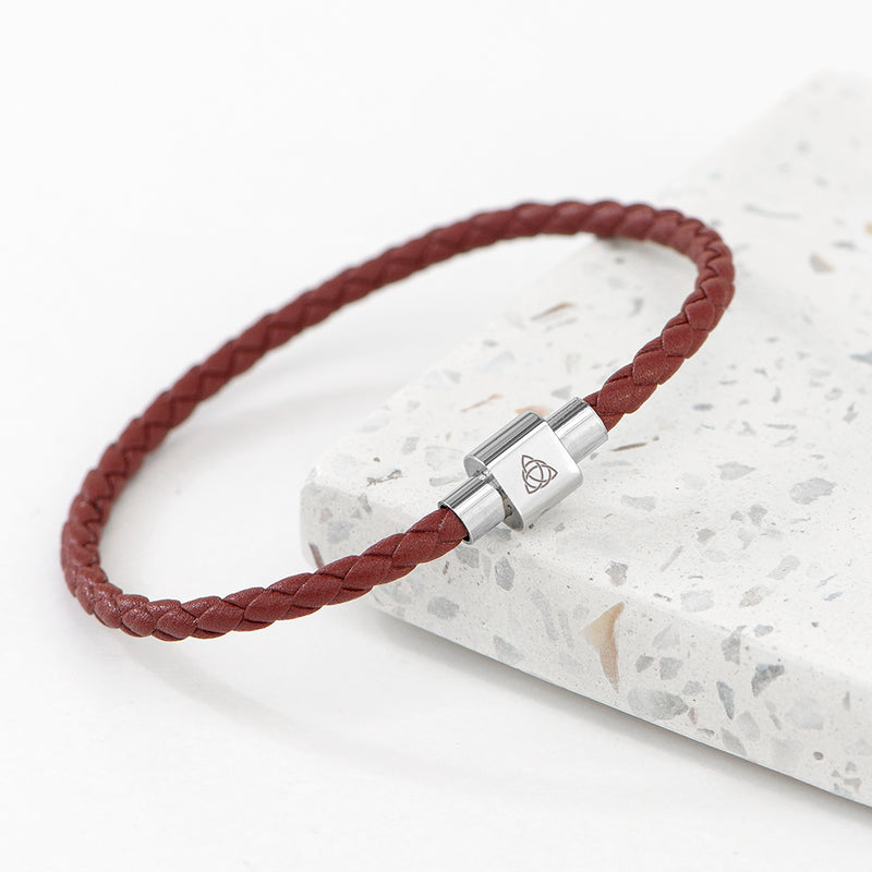 Personalised Men's Celtic Trinity Woven Leather Bracelet