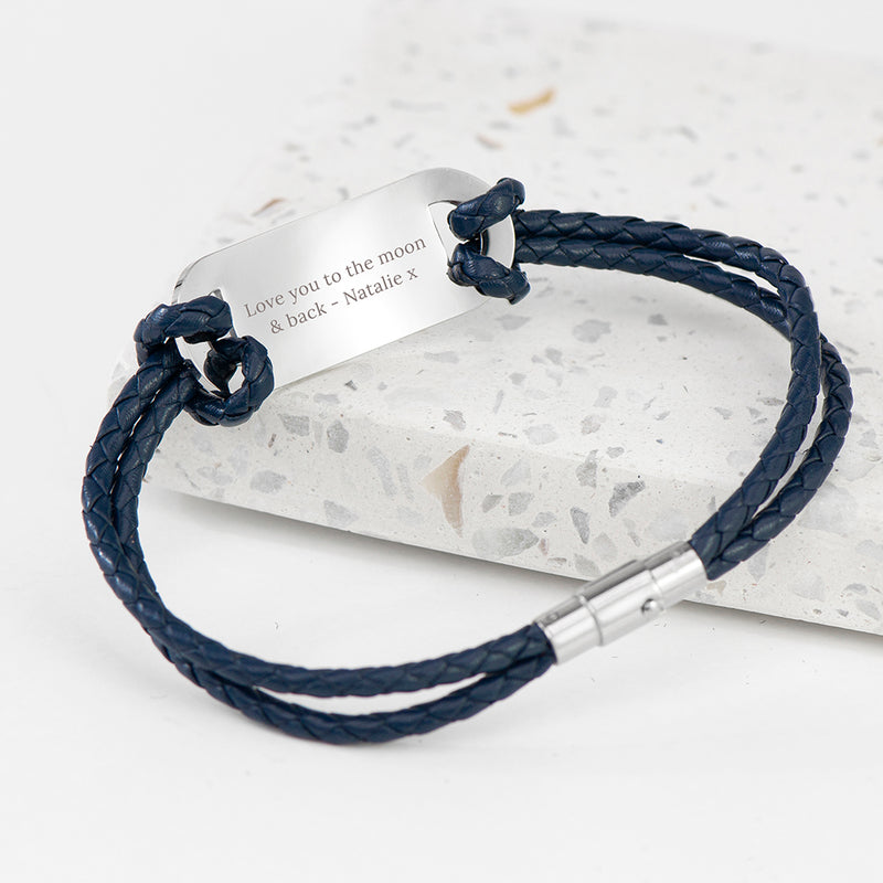 Personalised Men's Roman Numerals Statement Leather Bracelet