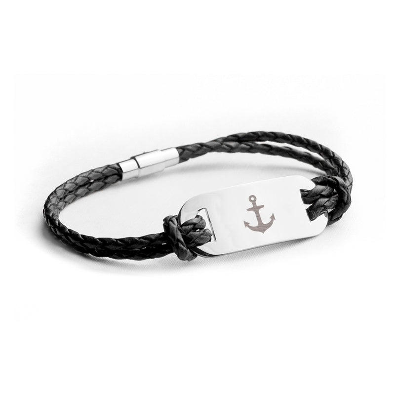 Personalised Men's Anchor Statement Leather Bracelet