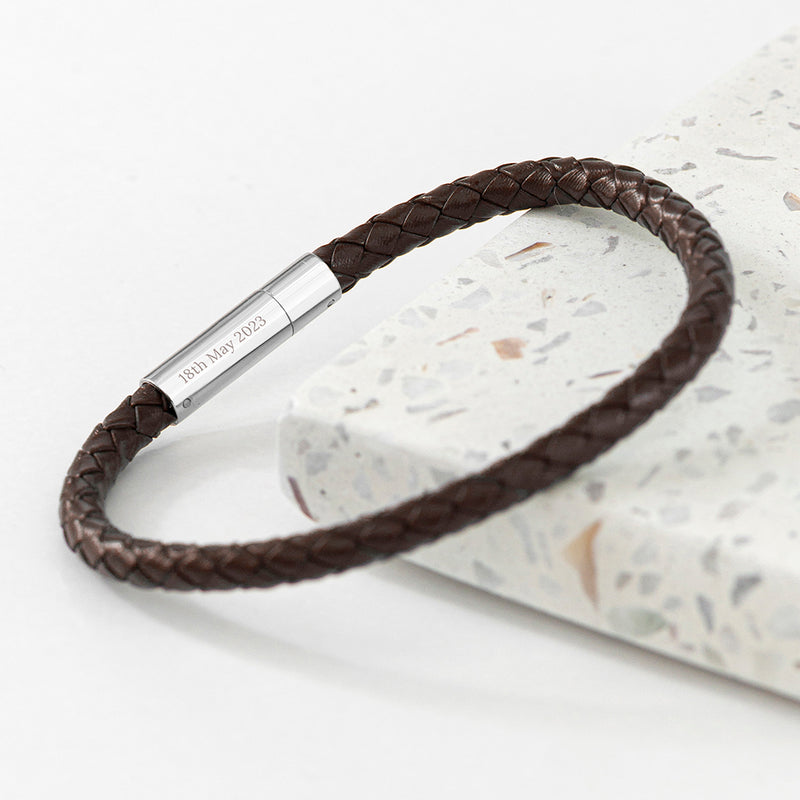 Personalised Men's Infinity Capsule Leather Bracelet