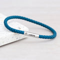 Personalised Men's Travel Compass Capsule Leather Bracelet