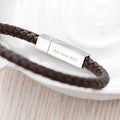 Personalised Men's Leather Infinity Bracelet With Tube Clasp
