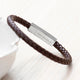 Personalised Men's Leather Travel Compass Bracelet With Tube Clasp