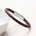 Personalised Men's Leather Travel Compass Bracelet With Tube Clasp