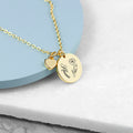 Personalised Birth Flower Heart and Disc Necklace