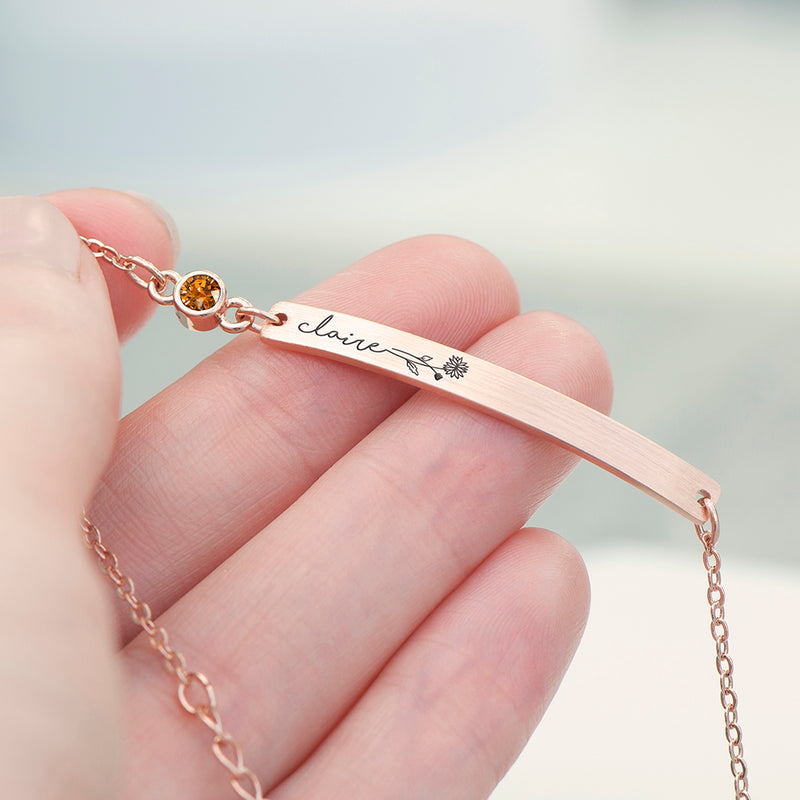 Personalised Birth Flower Swarovski Crystal Rose Gold Bracelet