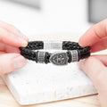 Personalised Men's Warrior Shield Leather Bracelet