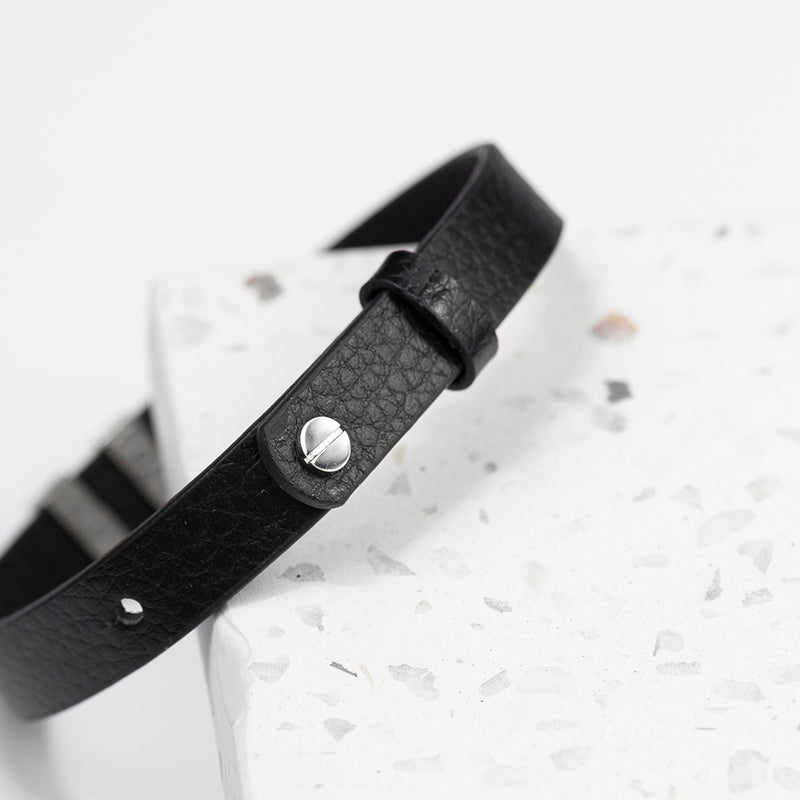 Personalised Men's Soho Tag Black Leather Bracelet