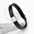 Personalised Men's Soho Tag Message Black Leather Bracelet