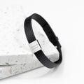 Personalised Men's Soho Tag Message Black Leather Bracelet