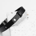 Personalised Men's Soho Tag Message Black Leather Bracelet