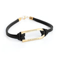 Personalised Men's Shoreditch Gold Bar Black Leather Bracelet