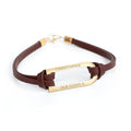 Personalised Men's Shoreditch Gold Bar Brown Leather Bracelet