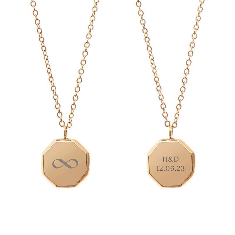 Personalised Men's Gold Infinity Octagon Pendant Necklace