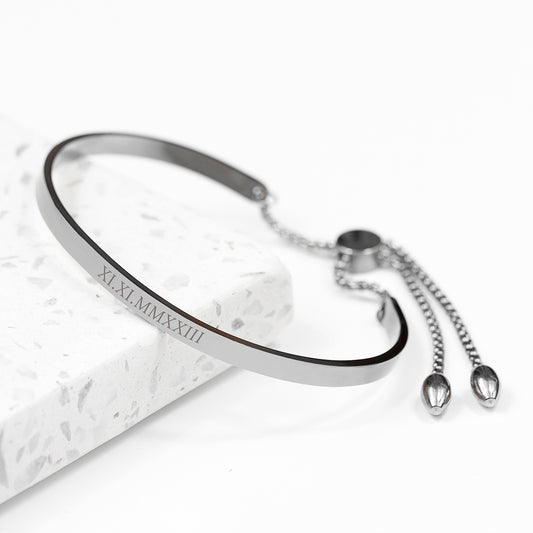 Personalised Silver Affirmation Bangle Bracelet