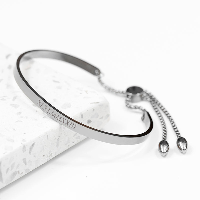 Personalised Silver Affirmation Bangle Bracelet