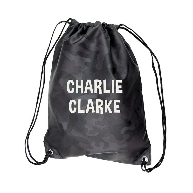 Personalised Kids Camo Drawstring Bag