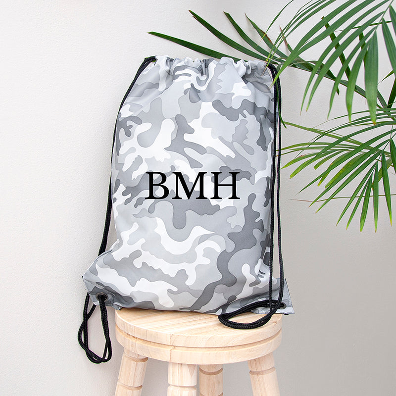 Personalised Camo Drawstring Bag