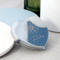 Personalised Silver Heart Birth Flower Compact Mirror