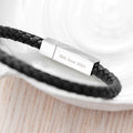 Personalised Men's Leather Travel Compass Bracelet With Tube Clasp