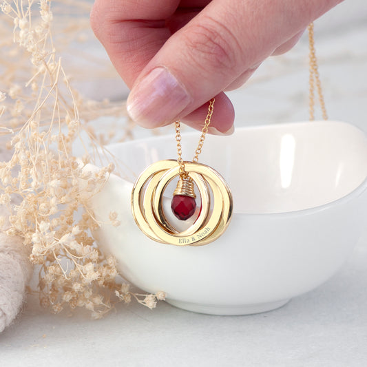 Personalised Russian Ring Crystal Necklace