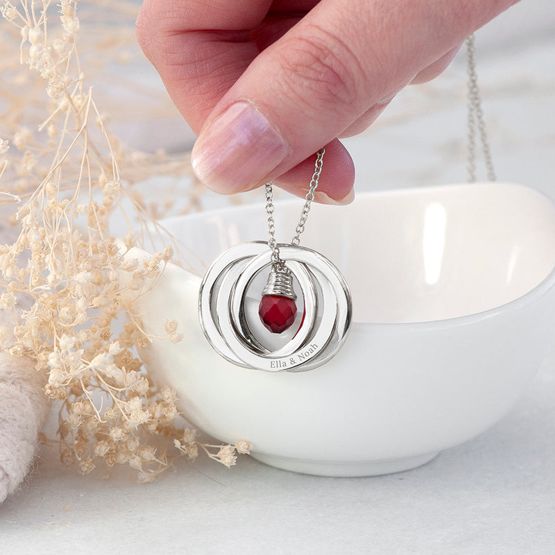 Personalised Russian Ring Crystal Necklace
