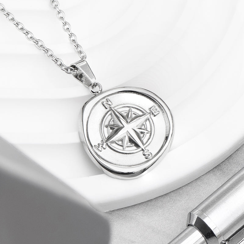 Personalised Men's Compass Amulet Necklace