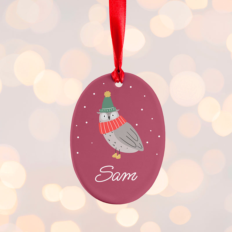 Personalised Winter Owl Christmas Decoration