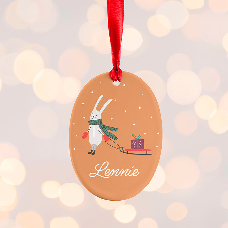 Personalised Sleigh Rabbit Christmas Decoration