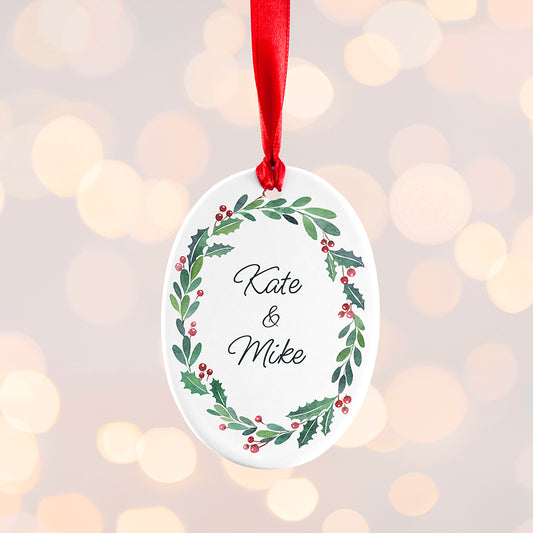 Personalised Couples Wreath Christmas Decoration