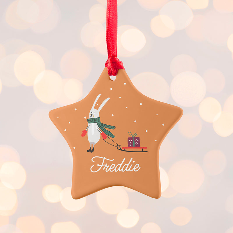 Personalised Sleigh Rabbit Christmas Decoration