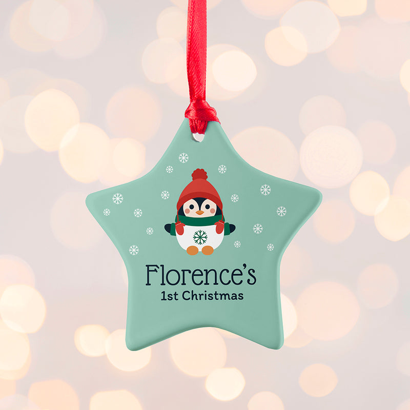 Personalised Baby Penguin 1st Christmas Decoration