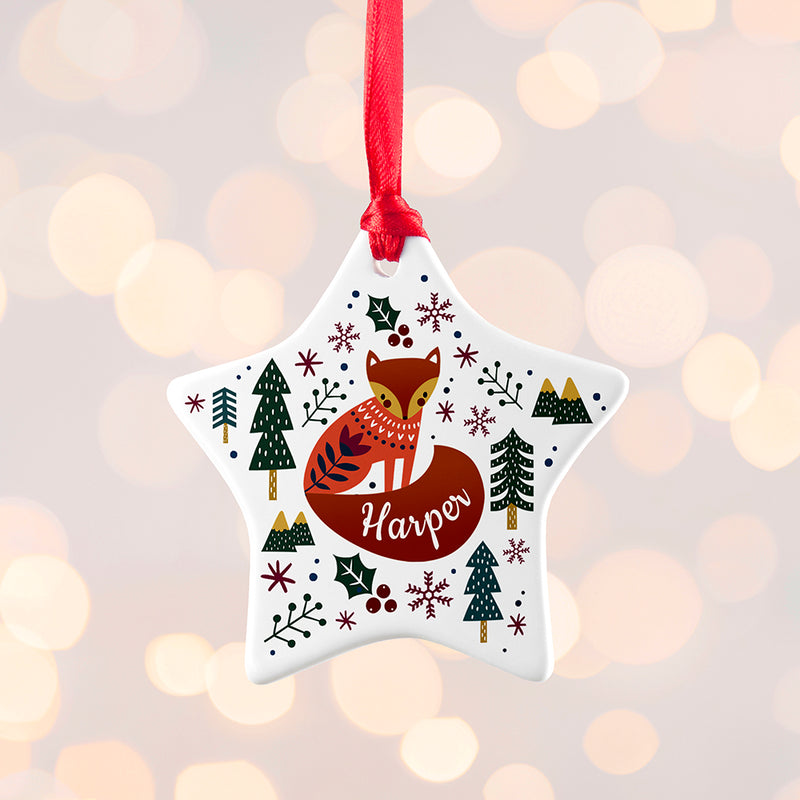 Personalised Scandi Fox Christmas Decoration